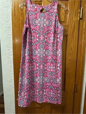 Talbots Pink and Turquoise Printed Sleeveless Dress